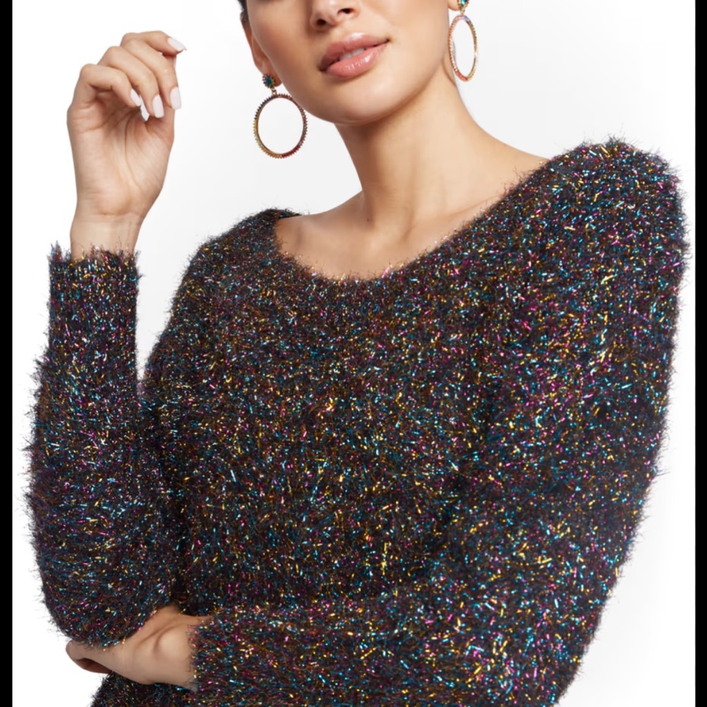NWOT NY & Company Metallic Multicolored Textured Sweater